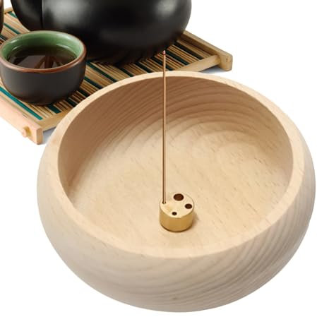 Tazón de Incienso de Madera, Soporte de Palos de Incienso | Tazón de Soporte de, Receptor de Cenizas Hechas a Mano en Madera, Plato de Incienso Decorativo para el hogar, casa de t
