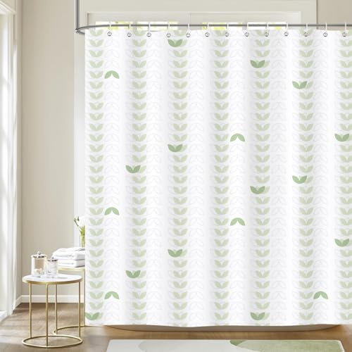 Dazzlewall Rideau de Douche Géométrique Vert Menthe 180x180cm, Rideau de Bain Motif Abstrait Moderne, Tissu Imperméable Résistant Moisissures avec 12 Crochets