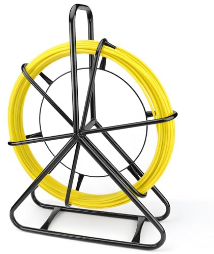 KAOLALI Tige en fibre de verre, bande de poisson, câble en fibre de verre, fil de traction, fil pointu, câble de traction, avec support en acier, enfile-câble