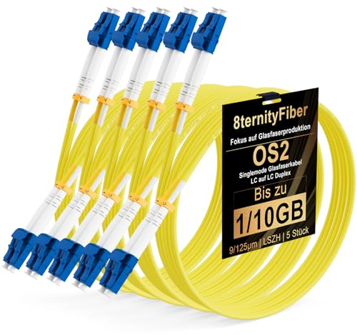 8ternityFiber OS2 Glasfaserkabel Singlemode LC LC 1 m, 5 Stück