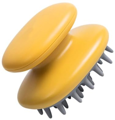 ZUNOXAZ Handlicher Silikonbeschichteter Shampoo massagekamm Tiefenreinigend und Kopfhautpflegend Tragbar für Zuhause und Unterwegs Sanfte Kopfhautmassage zur Haarwurzelpflege Gelb