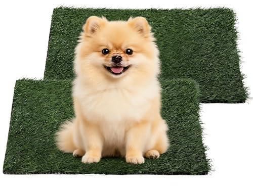 2 Pcs Dog Grass Pee Pad, 18 In Artificial Quick Dry Turf Pee Mat for Puppy Potty Training, Washable Reusable Dog Grass Mat for Indoor Outdoor Pet Toilet Use