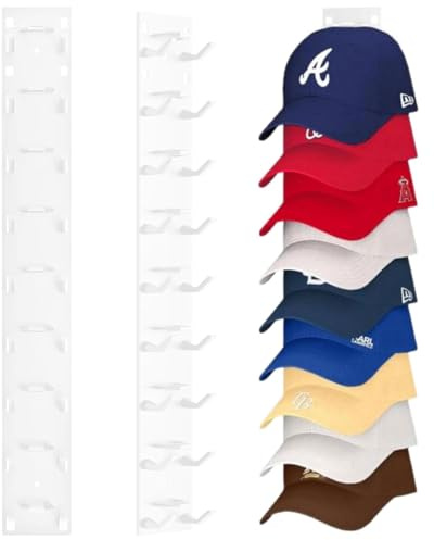 Chingcoo Kappenhalter-2er Wandhalterung für Caps & Hüte | Stabile Cap Halterung Wand | Praktische Hutablage mit Haken | Cap Organizer für Mützen, Basecaps Typ Weiß