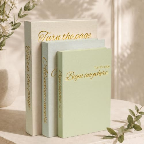 Decorative Storage Boxes 3 Pack, Fake Book Storage For Home Decor,Green | Faux Book Storage Box, Store Jewelry Stickers Keepsakes, Display on Coffee Table Bookshelf Mantel Dresser Nightstand