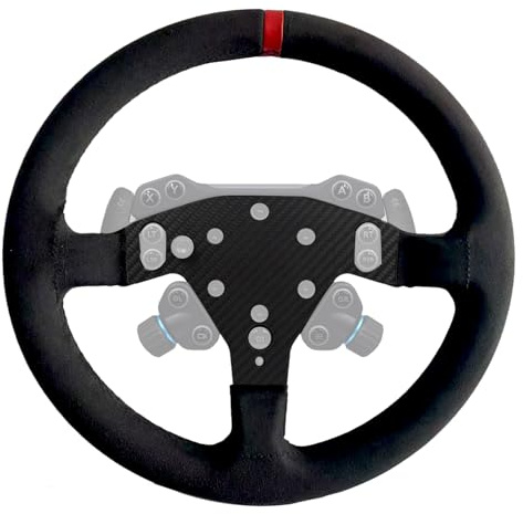 13 inch Round Suede Steering Wheel For Logitech G RS50 System or Pro SIM;Supper Original lightweight Real Carbon Fiber Suede Compatible with Logitech G RS On Xbox Series X/S PS4/PS5 PC Wheel Hub (13
