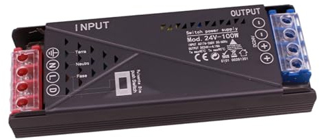 Netzteil LED Trafo 24 V 100 W, dimmbar mit PUSH taster (10-100%), 2 Ausgänge für LED-Streifen, integrierter Push Dimmer