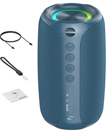 Vroomoto Portable Speaker 8W Full Range RGB Lights Wireless Home Party Outdoors (Blue)