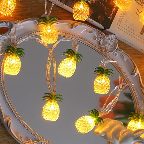 ENLACE Ananas LED Lichterkette, 5 Meter 30 LEDs Hawaii Sommer Lichterketten Batteriebetrieben, Ananas Lichterkette für Hawaii Party, Schlafzimmer, Sommerpartys, Strand Deko, Garten