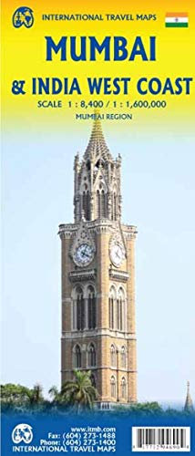 Mumbai & India West Coast Map: doppelseitig Stpl.Mumbai 8,4T.Mumbai Regional Map 135T. India West Coast 1,6Mio