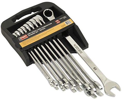 Sealey S0832 Metric Extra-Long Combination Spanner Set, Silver, 10 Pieces