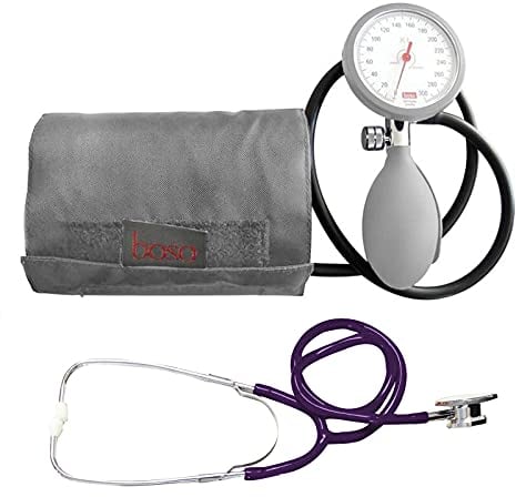 Blutdruckmessgerät Boso K 1 shock protected + Doppelkopf Stethoskop Violett Stetoskop Doppelkopfsttehoskop Tiga-Med