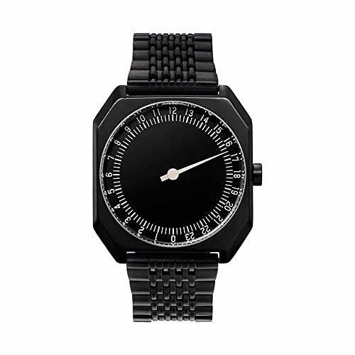 slow Jo 03 - Schweizer unisex Einzeigerarmbanduhr analoge 24 Stundenanzeige Edelstahlarmband schwarz