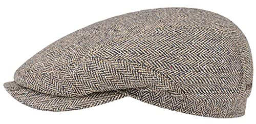 Stetson Belfast Silk Schiebermütze Herren - Flatcap aus Seide - Herrencap Made in EU - Seidenmütze Frühjahr/Sommer - Flat Cap beige 57 cm