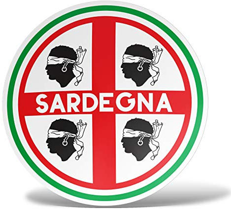 erreinge Aufkleber Sardinien-Flaggen-Aufkleber Italien-Schild geformtes PVC für Abziehbild Tapete Auto Moto Helm Camper Laptop - 10 cm