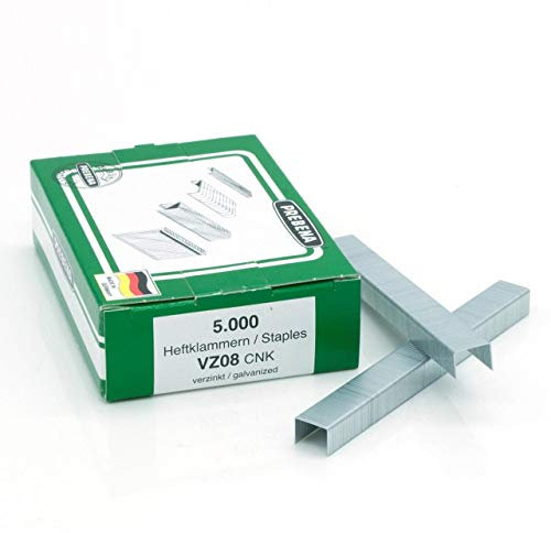 PREBENA® Heftklammern Type VZ08CNK - 5 Schachteln à 5.000 Stück, CNK verzinkt, 8 mm x 0,5 mm, Silber