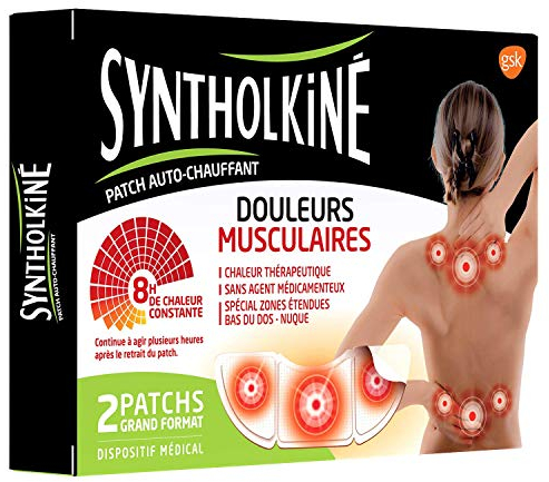 Syntholkiné Patchs auto-chauffants pour Douleurs Musculaires Chaleur Thérapeutique Grand Format - Lot de 1 Boîte de 4 Patchs