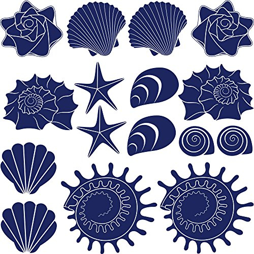 GRAZDesign Wandtattoo Bad Muschel & Meer Set Wandaufkleber Maritime Deko wasserfest - 049 königsblau