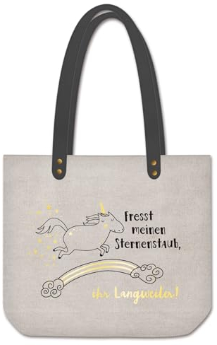 Grafik-Werkstatt Grafik Werkstatt Shopper Leinen Damen Tasche Fresst meinen Sternenstaub, Grau, 48 cm