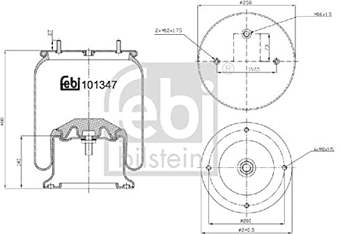febi bilstein 101347 Luftfederbalg mit Stahlkolben, 1 Stück