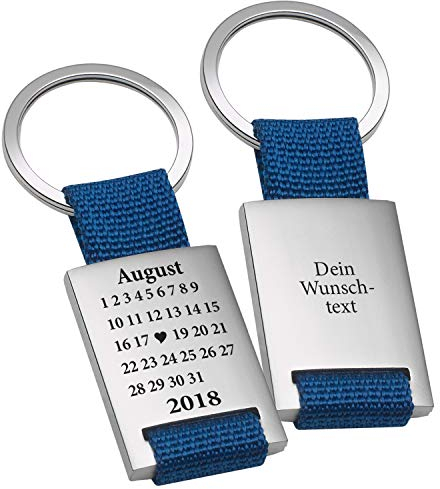 Personalisierter Schlüsselanhänger mit Gravur I Blau I Schönster Tag I Ich liebe dich Geschenk für Freundin und Freund