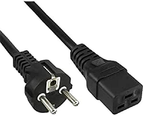 PremiumCord 230-V-Stromkabel 1,5 m, Stromkabel Mit Erdungskontakt Für C19-Buchse, IEC 320, 3-Poliges, PC, Schwarze Farbe