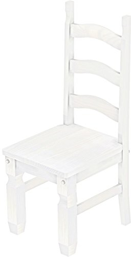 2X Esszimmerstuhl Mexiko Pinie Weiss - Holzstuhl Klassik Pinie Massivholz Echtholz - Variante & Farbe wählbar - Stuhl Holz Wohnzimmerstuhl Lehnenstuhl Lehne Küchenstuhl Landhaus Brasilmöbel