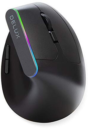 DeLUX Mouse Verticale Wireless, Mouse Ergonomico Silenzioso per il Tunnel Carpale, 2.4G, 3 DPI Regolabile (800/1200/1600), 6 Pulsanti, per PC/Computer/Laptop/Portatile/Mac (M618C-Nero)