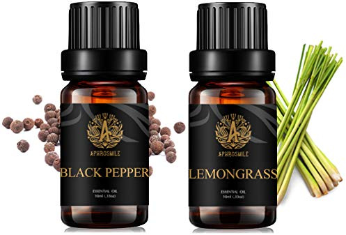 Aromatherapie Zitronengras ätherisches Öl Set für Kerze & Seife machen, 2X10ml 100% reine schwarze Pfeffer ätherisch Öl Kit, Therapetic Grade Black Pepper Öle für Diffusor, 100% reine Zitronengras Öle