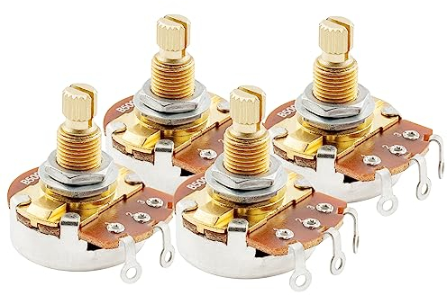 Musiclily Pro B500K Brass Shaft Metric Split Shaft Pots Linear Taper Potentiometers for Electric Guitar Bass (Set of 4)