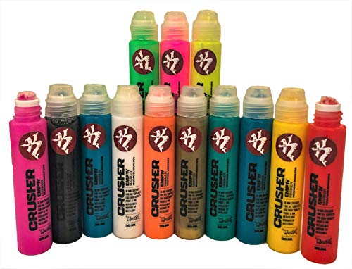 klamottenstore Graffiti Stifte Squeezer Marker Kunst Hobby Gestaltung farbintensiv hochreckend permanent wasserfest einzeln wiederbefüllbar mit austauschbarer Mine 30ml Inhalt (Blitz-silber)