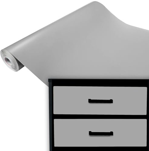 DecoMeister Klebefolie Möbel 67,5x490 cm - Selbstklebende Möbelfolie in glänzend und matt - PVC Folie für Möbel - Selbstklebende Folie für schnelle Umgestaltung und Renovierung - Grau Matt