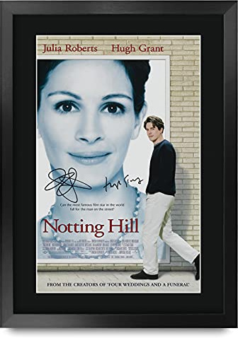 HWC Trading FR A3 Notting Hill Filmplakat Hugh Grant, Julia Roberts Geschenke Gedrucktes Poster Signiertes Autogrammbild für Film-Erinnerungsstücke-Fans - A3 gerahmt