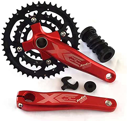 shanmashi Andeshunk Crankset Red Mountain MTB Bike Crankset Hollow Integrated Chainring Crank Set Bicycle Chainring Sprocket Round Bolts for Road Cycling Crank