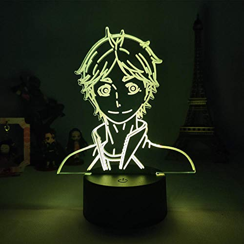 Anime 3D Illusionslampe Haikyuu - Hinata Shoyo Kageyama Tobio Sugawara Kushi Tanaka Ryunosuke LED Nachtlicht Kind Geburtstagsgeschenk-16 Farbe mit Fernbedienung