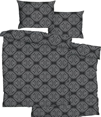 Juego de Sábanas de Ropa de Cama de 4 Piezas, 2 Fundas de 135 x 200 + 80 x 80 cm, Color Rojo, Negro, Gris Plata, Bambú, No Necesita Planchado, Microfibra (60355)
