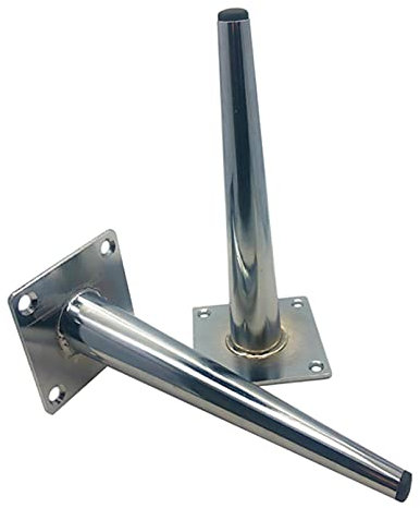 LOVEM Möbelfüße Metall, Möbelfüsse Silber, Hochglanz, Galvanikfläche, Belastbar bis 800 Kg, Schräge TV Schrank Füße Sockelfuß Sofasfüße Kaffeetisch Beine Tischfüße, 4× Möbelbeine Metall (12cm/4.7)