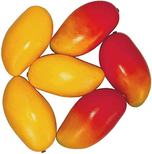 Ulalaza 6 Stück künstliche Mango-Früchte, realistisches Modell, lebensecht, dekoratives Obst und Gemüse für handgefertigtes Zuhause, Haus, Küche, Party-Dekoration, Schreibtisch-Ornament