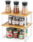 UOMIO Kitchen Cabinet Insert Organiser Set of 2 Countertop Spice Storage Racks Stackable and Expandable 2 Packs Bamboo Shelves for Cupboard Tabletop Can Dishes