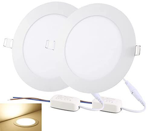 NRGDILY LED Einbaustrahler 230V Flach, 9W LED Einbauleuchten Einbaustrahler Deckenleuchten, Rund, 3000K Warmweiß, 2er Set