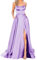 Hahaemma Robe Longue Élégante en Satin pour Femme - Ligne A, Dos Nu, Avec Poches - Parfait Comme Spaghetti, Princesse, Demoiselle d'Honneur - Violet/Transparent, XXL