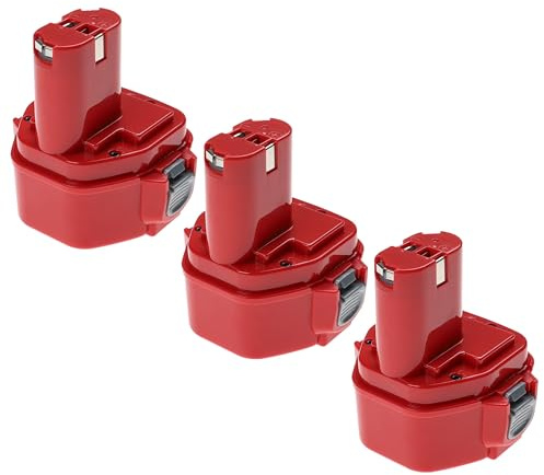 EXTENSILO 3X Akku kompatibel mit Makita 6227DW, 6227DWBE, 6227DWE, 6227DWLE, 6270DWAE, 6270D Elektrowerkzeug (3300 mAh, NiMH, 12 V)