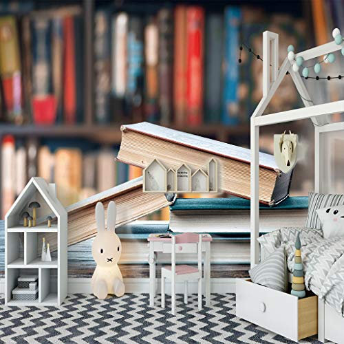 ZAPVI Wall Murals 3D Wallpaper Vintage & Bookshelf Size:W400CMxH280CM Background Walls 3D Wall Mural Living Room Sofa Tv Wall Bedroom Wallpaper