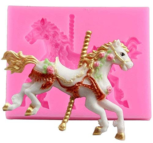 Fdit Stampo Gelato Stecco in Silicone 3D Cavallo, Antiaderente Senza BPA, per Cioccolato, Biscotti, Torte (10x8x1cm)