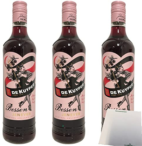 de Kuyper Bessen Genever Schwarze Johannisbeeren 20%vol. 3er Pack (3x0,7 Liter Flasche) + usy Block