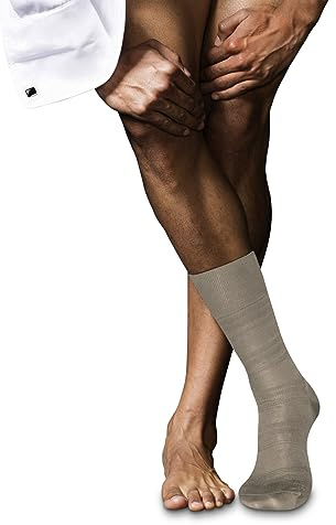 FALKE Herren Highshine Socken atmungsaktive klimaregulierende Seide Baumwolle edel leicht glänzend weich flache Naht für druckfreie Fußspitze zeitlose Streifen Business 1 Paar | mit edler Seide