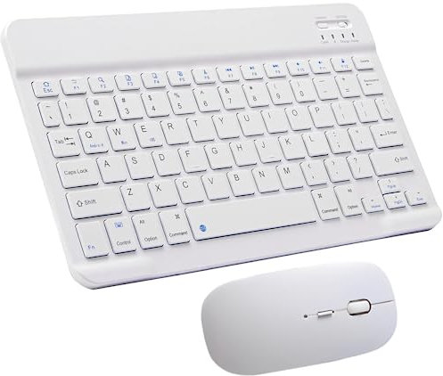 Wireless Keyboard and Mouse Set, 2.4G Portable Small Thin Wireless Keyboard and Mouse Combo, Rechargeable Computer Keyboard Mouse Combos for iOS/Android/Windows,White