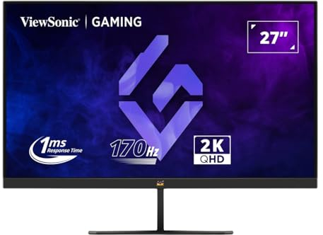 ViewSonic VX2758A-2K-PRO 27 Frameless QHD IPS Flat 1ms MPRT 170Hz Gaming Monitor, 2 HDMI, DisplayPort, HDR10