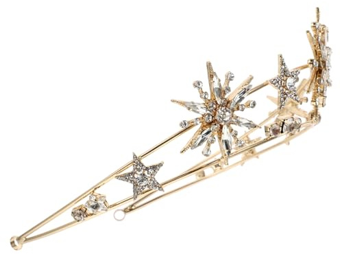 3 Stück Sternkrone Damen Stirnbänder Stern Kopfschmuck Kronen Stern für Frauen Stern Braut Tiara Acotar Merchandise Braut Stern Strass Kronen Tiaras Mond König Legierung Frau Kristall,