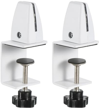 sourcing map Partition Support Bracket, 2pcs Adjustable Desk Divider Clamp Desk Privacy Panel Clamp for 3.2-9mm Thick, White