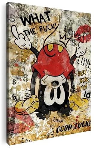 Artmazing | Mickey Bild bunt | Bild Mickey | S-Art Bilder | Mickey Bilder Modern | Coole Wandbilder Wohnzimmer | Wandbild Mickey Deko XXL | Bild Leinwand XXL | Mickey Bilder Wand